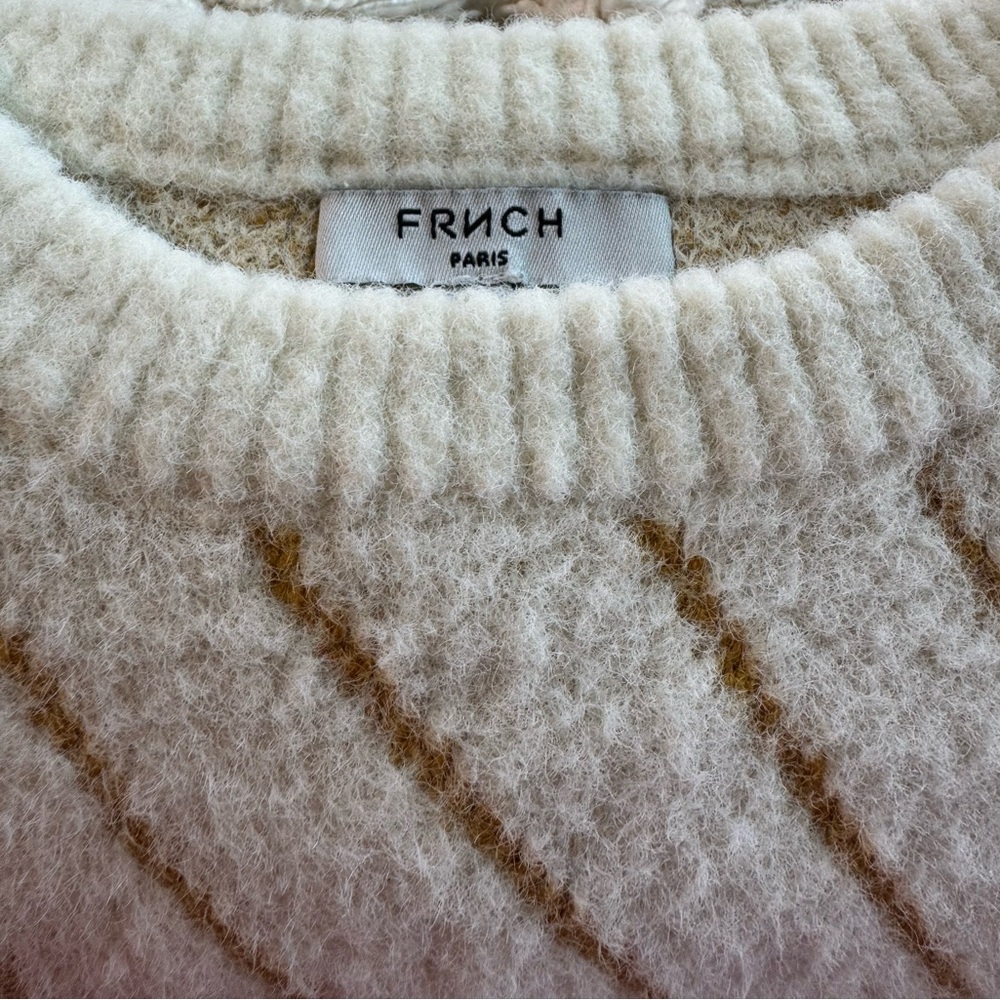 FRNCH Paris Cream and Tan Chevron Sweater - Picture 3 of 8